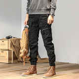 Men’s Cotton Cargo Pants – Mid Waist, Full-Length, Pocket Design, All-Season Streetwear