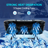 Base de refrigeración para ordenador portátil: enfriador ultrasilencioso con 5 ventiladores, soporte ajustable y puertos USB