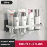 Estante de baño de aluminio montado en la pared: estante de almacenamiento para ducha sin taladro