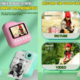 Kids Instant Print Camera with Bluetooth, 24MP Photo & Video, Thermal Printing, Educational Toy for Ages 3+