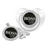Chupete para bebé con clip de cadena, chupete de silicona brillante de lujo sin BPA para recién nacidos
