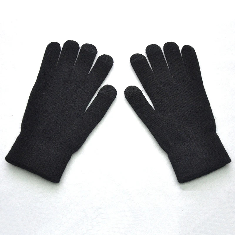 New Winter Thicken Warm Gloves For Men Women Students Knitted Three Finger Touch Screen Mittens Outdoor Cycling Skiing Gloves