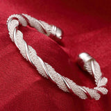 925 Sterling Silver Open Cuff Bracelet for Women - Trendy Adjustable Bangle Jewelry
