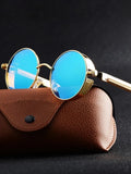 Metal Steampunk Round Sunglasses – Vintage Designer Shades for Men & Women