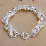 Pulsera de cadena de plata de ley 925: elegante pulsera de eslabones geométricos para mujer