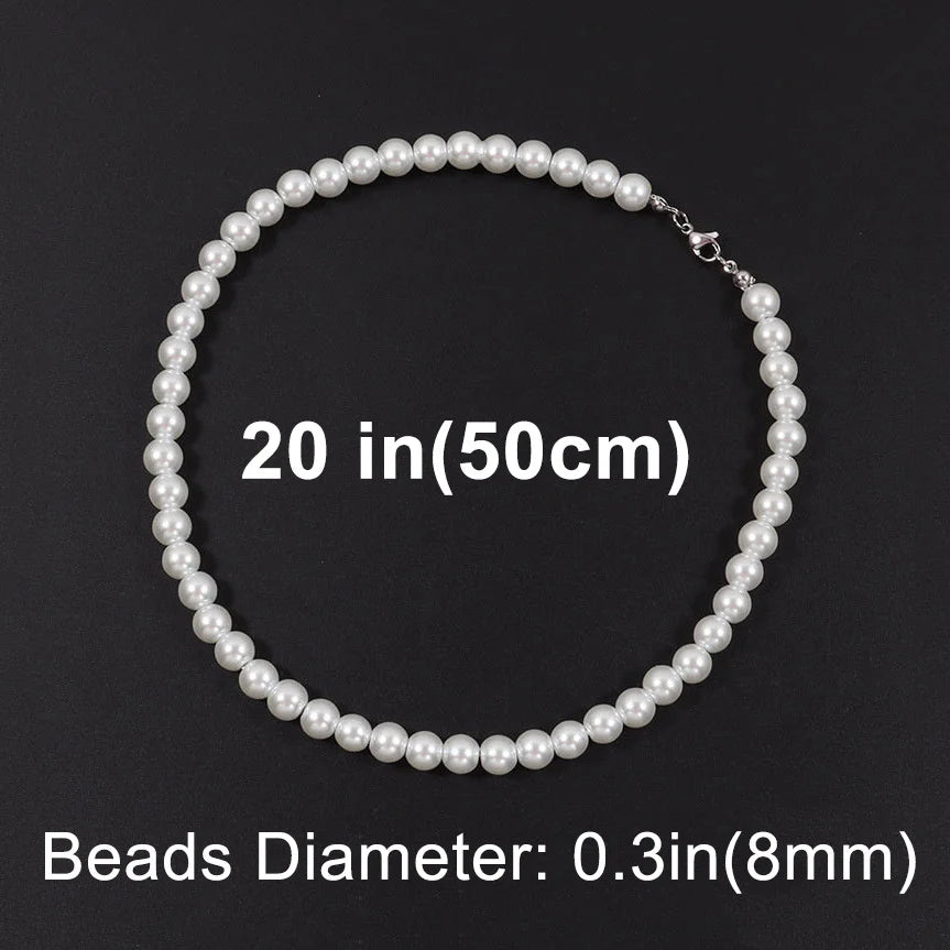 Artificial White Pearl Necklace – Stylish Choker for Men & Women