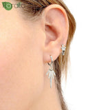 Sterling Silver Zircon Hoop Earrings for Women – Elegant Star & Heart Design