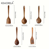 Thailand Teak Wooden Cooking Spoon Set – Natural Kitchen Utensils & Ladle Turner