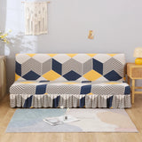 Floral Sofa Bed Cover with Skirt - Elastic Anti-Slip Futon Protector