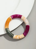 Pulsera de cuentas acrílicas bohemias para mujer: dije geométrico, moderna y liviana