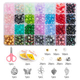 28-Color Glass Beads DIY Jewelry Making Kit – 8mm Round Crystal Beads with Accessories