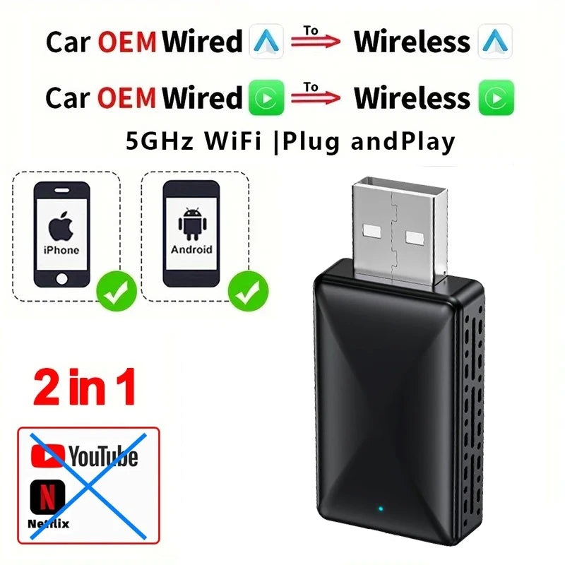 Wireless CarPlay & Android Auto Box with Netflix & YouTube (X204)