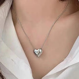 Trendy Silver Heart Pendant Necklace – Minimalist Jewelry for Women