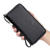 Men's PU Leather Long Wallet with Zipper - Large Capacity Card Holder & Clutch Purse