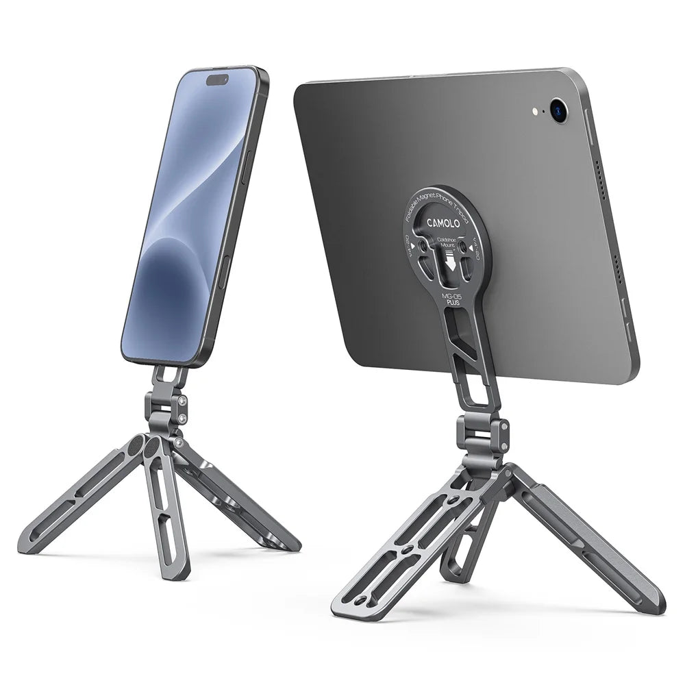 Trípode magnético plegable para teléfono con zapata fría Arca y soporte de escritorio para iPhone y Android