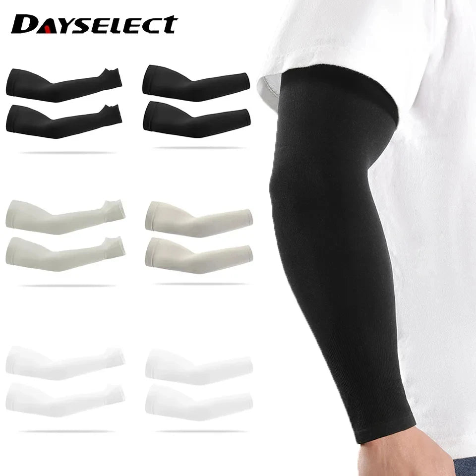 UPF 50+ Ice Silk Arm Sleeves – Cooling UV Protection for Sports & Outdoor Activities