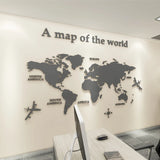 European Version World Map Wall Stickers – Modern 3D Acrylic Map Decals for Home, Office, or Classroom