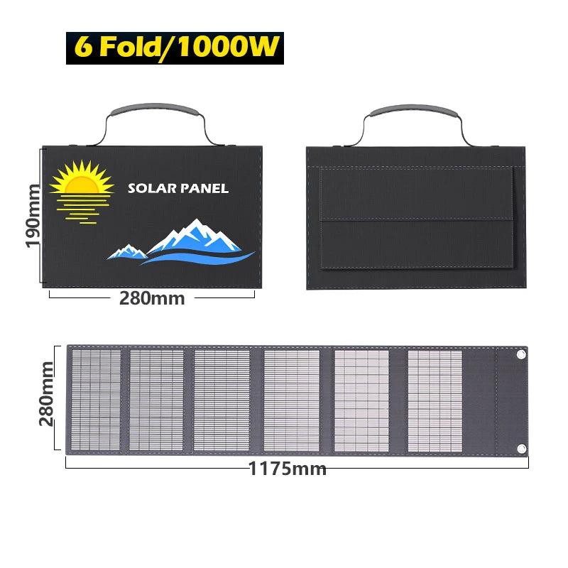 1000W Foldable Solar Panel Charger – Portable Power Supply for Camping & Outdoor Devices