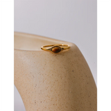Minimalist Gold Stainless Steel Ring with Natural Stone – Chic & Waterproof Jewelry