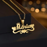 Collar con nombre y corona personalizado: joyas de acero inoxidable personalizadas para hombres y mujeres