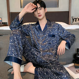 Men’s Silk Satin Pajama Set – Lightweight Luxury Sleepwear with Turn-Down Collar