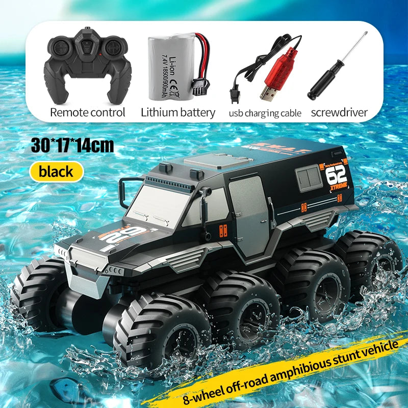 Vehículo anfibio todoterreno con control remoto JJRC Q137 8x8: camión de carreras todoterreno con tracción en las 8 ruedas