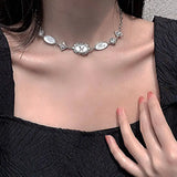 Neo-Gothic Crystal Choker Necklace – Trendy Stainless Steel Statement Jewelry for Women