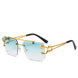 Gafas de sol cuadradas de lujo sin montura: moda de diseño vintage para hombres y mujeres