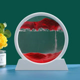 Reloj de arena redondo de cristal con forma de paisaje de las profundidades marinas: imagen artística de arena en movimiento en 3D