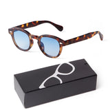 Gafas de sol redondas pequeñas con degradado azul de moda: gafas de sol cuadradas de diseño vintage con diseño de tortuga para hombres y mujeres