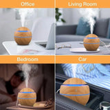 Humidificador de aire ultrasónico y difusor de aceites esenciales: vaporizador frío con textura de madera para dormitorio 