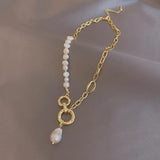 Gold-Filled Freshwater Pearl Lock Necklace for Women – Elegant Engagement Jewelry