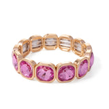Gold Crystal Beaded Bohemian Elastic Bracelet for Women
