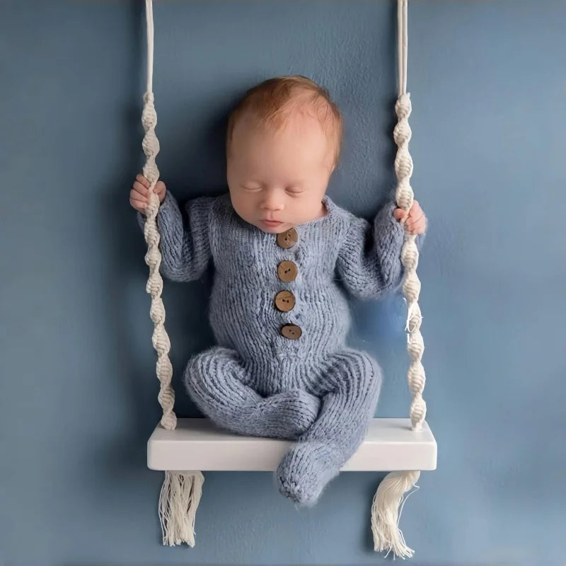 Newborn Wooden Swing Chair for Baby Photography Props