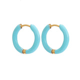 Stainless Steel Enamel Hoop Earrings for Women – Trendy Summer Style
