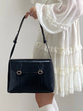 Vintage PU Leather Shoulder Bag – Large Capacity Tote for Women
