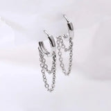 925 Sterling Silver Double Layer Tassel Hoop Earrings – Trendy Cold Style Fashion Jewelry for Women