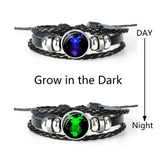 Luminous Zodiac Charm Leather Bracelet