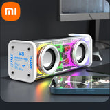 Transparent Bluetooth 5.0 Mecha Speaker – Wireless Dual Bass TWS Subwoofer with RGB Lights