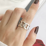 Adjustable Vintage Chain Ring – 925 Sterling Silver Open Ring for Women & Men