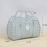 Bolsa de gran capacidad, bolsa de playa hueca, bolsa de mano portátil para vacaciones, cesta de baño portátil de plástico reutilizable y fácil de limpiar