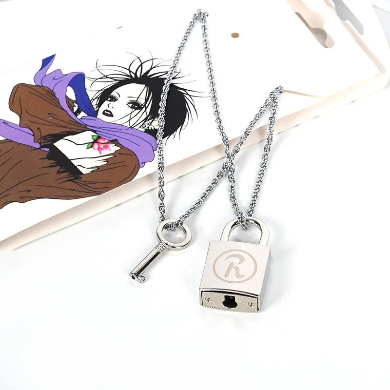 Nana Lock & Key Couple Necklace – 925 Silver Romantic Pendant Set for Women