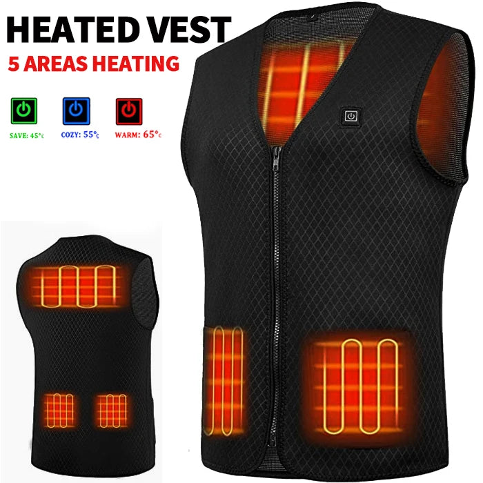 Men's & Women's Heated Vest with 5-Zone Heating - USB Rechargeable Winter Warming Jacket