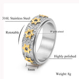 8mm Star of David Spinner Ring - Stainless Steel Jewish Hexagram Fidget Ring for Men & Women