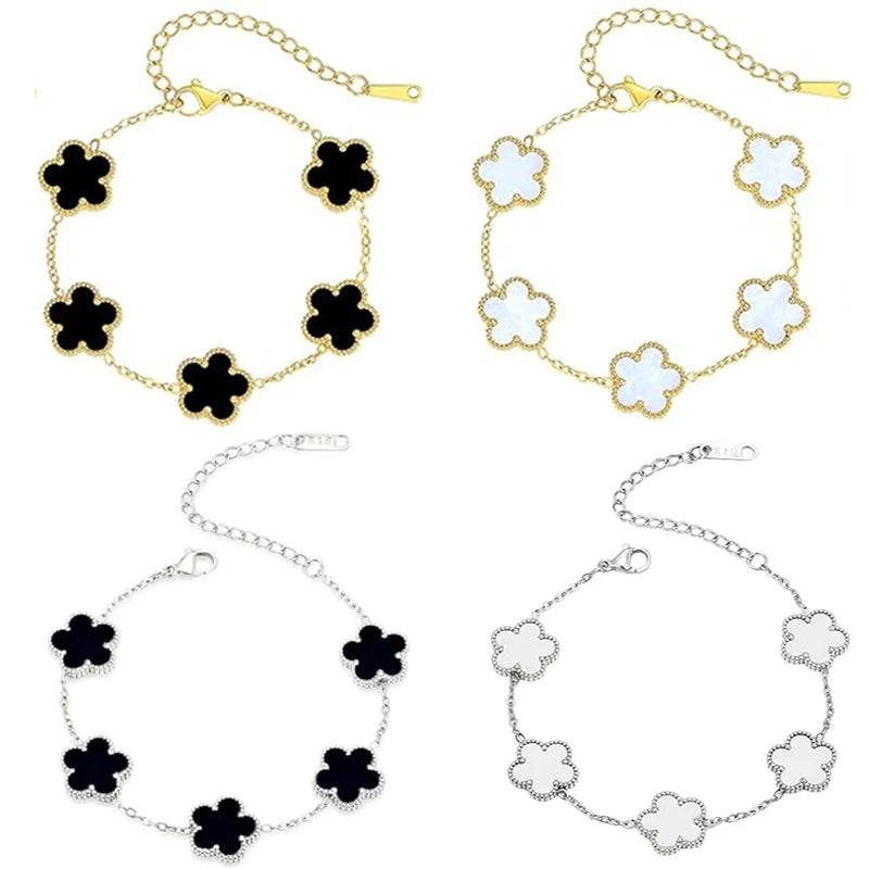 Trendy Stainless Steel Plant Charm Bracelet for Women
