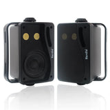 200W Waterproof Outdoor Speakers - 3.5" All-Weather Wall Mount Stereo Pair for Patio & Marine Use