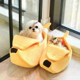 Cozy Banana Cat Bed – Soft Plush Pet House for Cats and Small Dogs