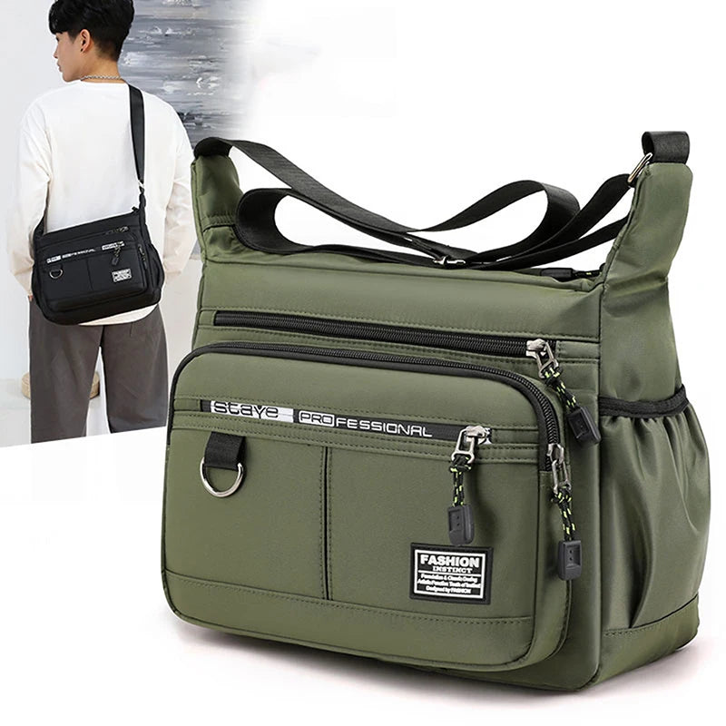 Men's Waterproof Oxford Crossbody Shoulder Bag – Fashionable Small Satchel for Work and Travel
