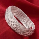 925 Sterling Silver Open Cuff Bracelet for Women - Trendy Adjustable Bangle Jewelry