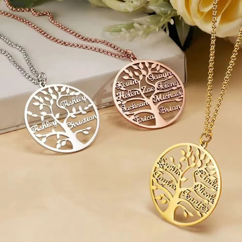 Collar personalizado con varios nombres: colgante de acero inoxidable grabado con cadena de eslabones